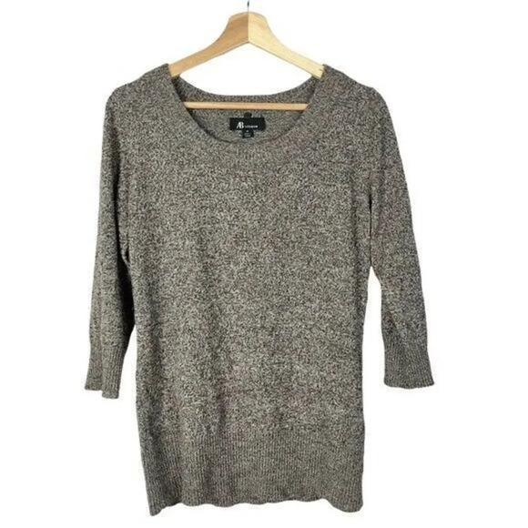 AB Studio Brown Knit Pullover Round Neck 3/4 Sleeve Sweater M - Picture 1 of 4